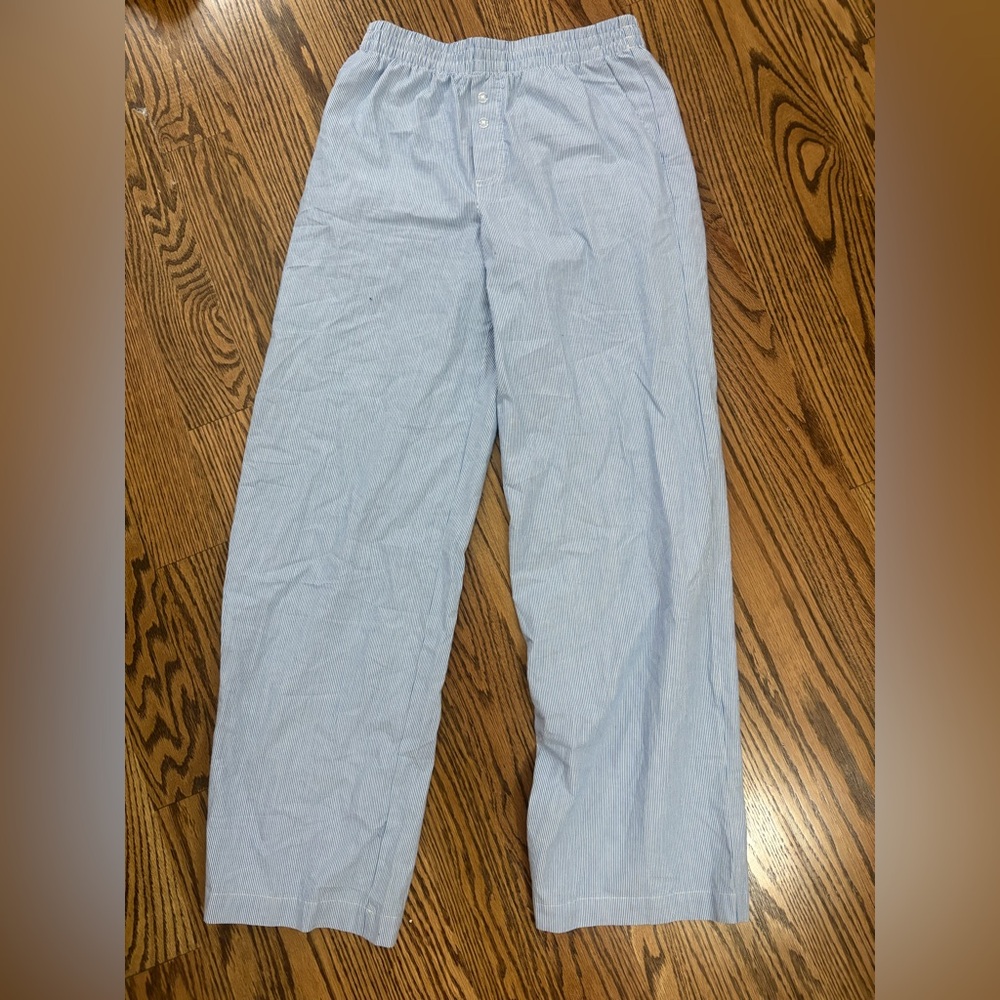 Cotton On Light Blue Striped Linen Pants
